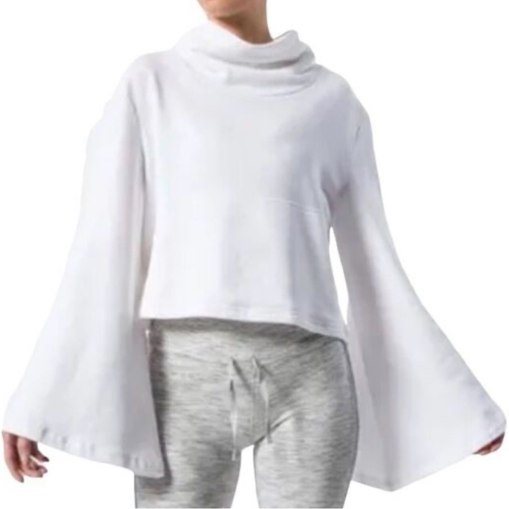 🤍FP movement White Bell Sleeve Cowl Neck Sweater🤍